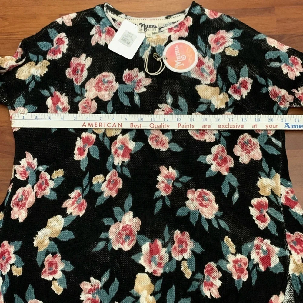 Show me your MuMu Mellow Bonfire Sweater Black Floral Boho Tunic - Picture 10 of 14